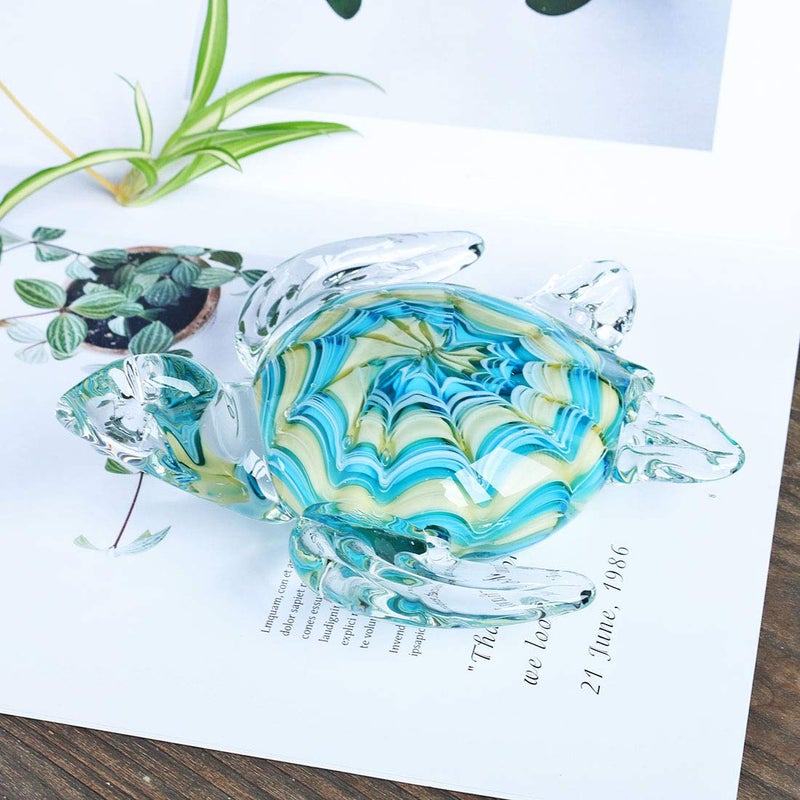 QFkris 6" Blown Glass Sea Turtle Figurine, Handmade Glass Sculpture for Valentines Day Gift, Home Decor, Birthdat Present - Image 5